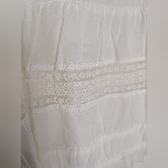 Anthropologie Lace Ruffle Peplum Blouse White Sheer Boho Size S - Picture 7 of 8